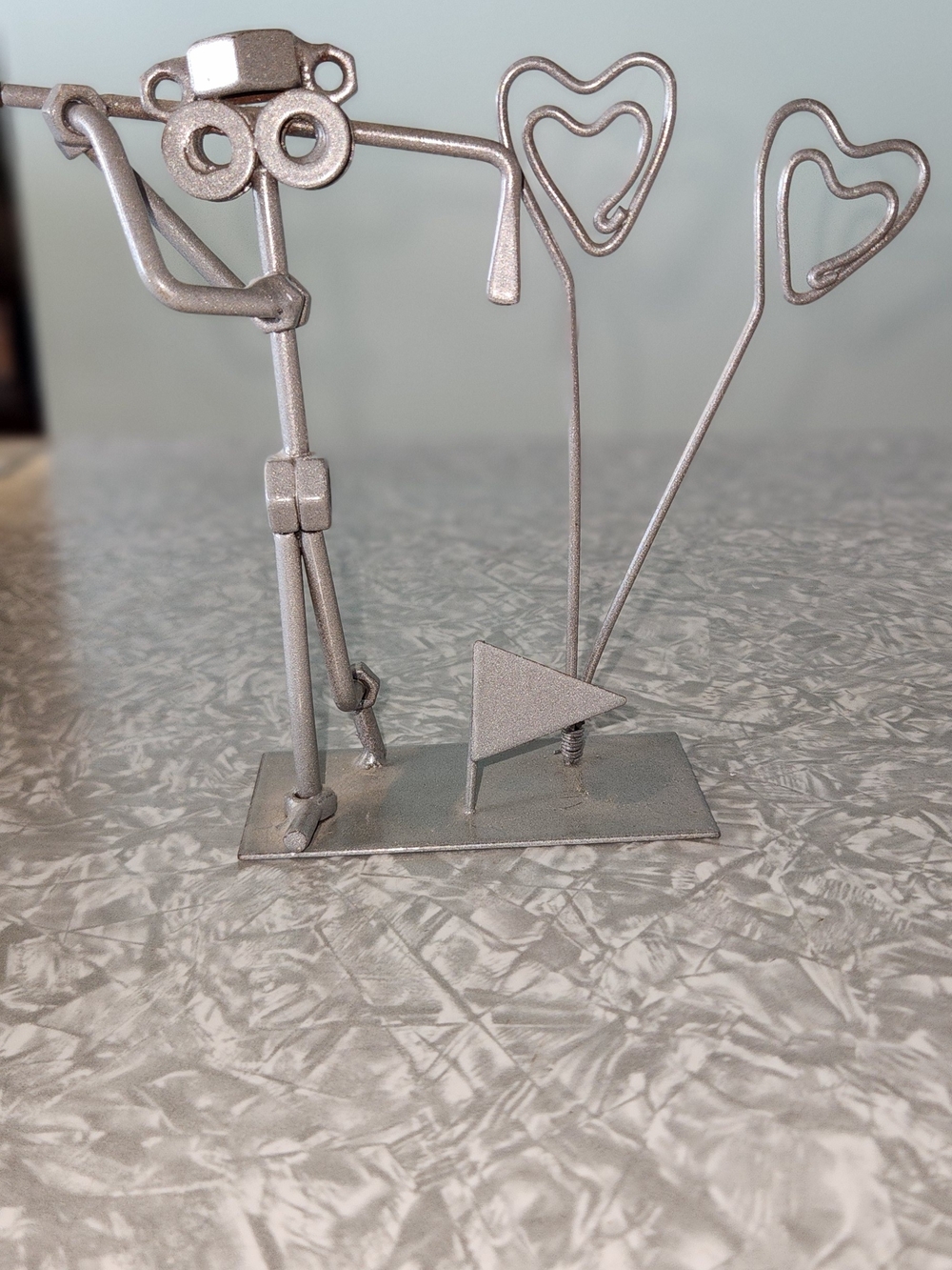 Metal Heart Photo & Note Holder - Silver Decorative Display